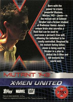 2003 Topps X2: X-Men United #15 Mutant 143 Back