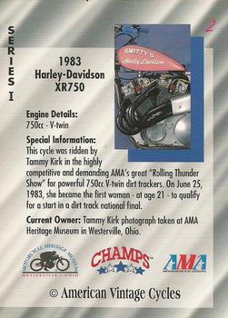 1992-93 Champs American Vintage Cycles #2 1983 Harley-Davidson XR750 Back
