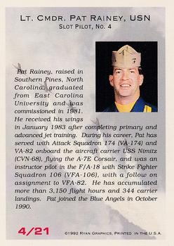 1992 Ryan Blue Angels #4 Lt. Cmdr. Pat Rainey, USN Back