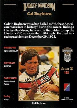 1992-93 Collect-A-Card Harley Davidson #181 Cal Rayborn Back