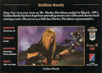 1992-93 Collect-A-Card Harley Davidson #195 Gailian Reedy Back
