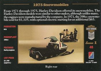 1992-93 Collect-A-Card Harley Davidson #46 1971- 75 Snowmobiles Back