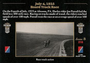 1992-93 Collect-A-Card Harley Davidson #216 1925 Board Track Race Back