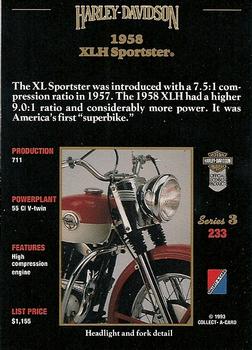1992-93 Collect-A-Card Harley Davidson #233 1958 XLH Sportster Back