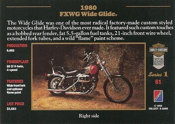1992-93 Collect-A-Card Harley Davidson #61 1980 Wide Glide Back