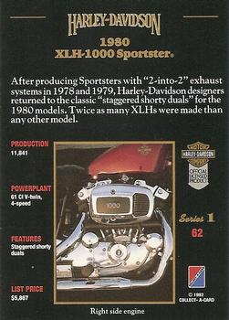 1992-93 Collect-A-Card Harley Davidson #62 1980 Sportster Back
