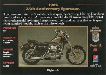 1992-93 Collect-A-Card Harley Davidson #65 1982 25th Anniversary Sportster Back