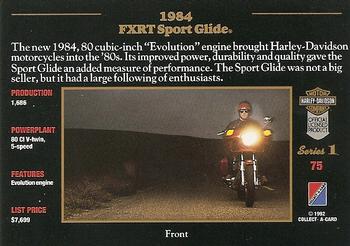 1992-93 Collect-A-Card Harley Davidson #75 1984 Sport Glide Back