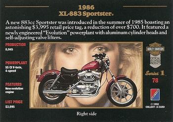 1992-93 Collect-A-Card Harley Davidson #78 1986 883 Sportster Back