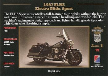 1992-93 Collect-A-Card Harley Davidson #79 1987 Electra Glide Sport Back