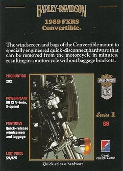 1992-93 Collect-A-Card Harley Davidson #86 1989 Convertible Back
