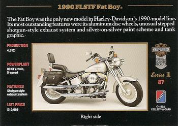 1992-93 Collect-A-Card Harley Davidson #87 1990 Fat Boy Back