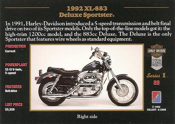 1992-93 Collect-A-Card Harley Davidson #89 1992 883 Deluxe Sportster Back