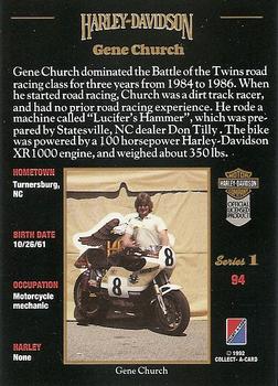 1992-93 Collect-A-Card Harley Davidson #94 Gene Church Back