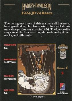 1992-93 Collect-A-Card Harley Davidson #9 1924 2-Cam Racer Back