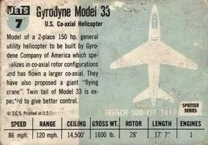 1956 Topps Jets (R707-1) #7 Gyrodyne Model 33 Back