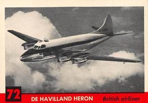 1956 Topps Jets (R707-1) #72 De Havilland Heron          British airliner Front