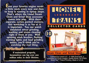 1999 DuoCards Lionel Legendary Trains #10 Steam Clean and Grind Shop Back