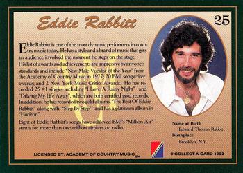 1992 Collect-A-Card Country Classics #25 Eddie Rabbitt Back