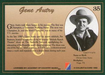 1992 Collect-A-Card Country Classics #35 Gene Autry Back