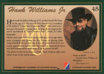 1992 Collect-A-Card Country Classics #45 Hank Williams Jr. Back