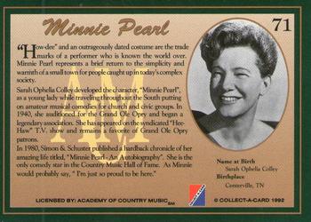 1992 Collect-A-Card Country Classics #71 Minnie Pearl Back