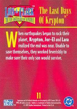 1995 SkyBox Lois & Clark #11 The Last Days of Krypton Back