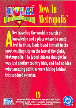 1995 SkyBox Lois & Clark #15 New In Metropolis Back