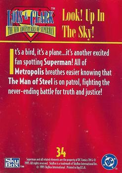 1995 SkyBox Lois & Clark #34 Look! Up in the Sky! Back