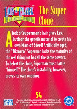 1995 SkyBox Lois & Clark #54 The Super-Clone Back