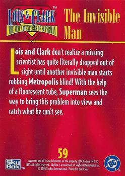 1995 SkyBox Lois & Clark #59 The Invisible Man Back