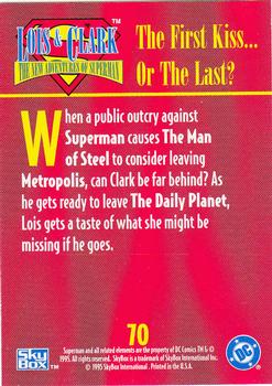 1995 SkyBox Lois & Clark #70 The First Kiss ... Or the Last? Back