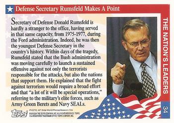 2001 Topps Enduring Freedom #34 Defense Secretary Rumsfeld Makes A Point Back