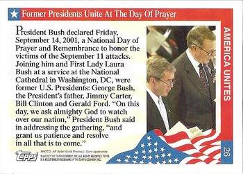 2001 Topps Enduring Freedom #26 Former Presidents Unite At The Day Of Prayer Back