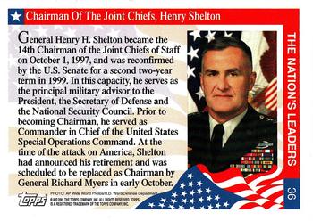 2001 Topps Enduring Freedom #36 Chairman Of The Joint Chiefs, Henry Shelton Back