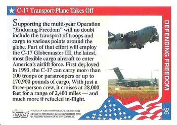 2001 Topps Enduring Freedom #86 C-17 Transport Plane Takes Off Back