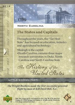 2004 Upper Deck History of the United States #SC12 North Carolina Back