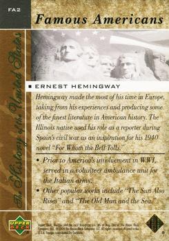 2004 Upper Deck History of the United States - Famous Americans #FA2 Ernest Hemingway Back