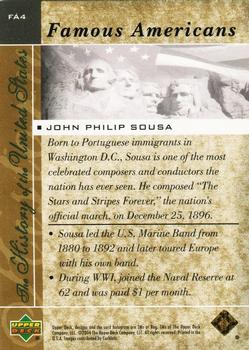 2004 Upper Deck History of the United States - Famous Americans #FA4 John Philip Sousa Back