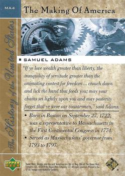 2004 Upper Deck History of the United States - The Making of America #MA4 Samuel Adams Back