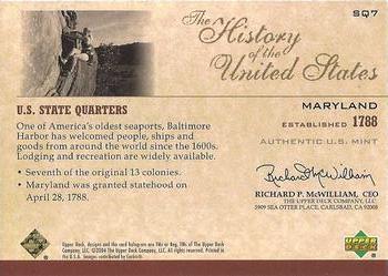 2004 Upper Deck History of the United States - U.S. State Quarters Cards #SQ7 Maryland Back