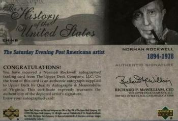 2004 Upper Deck History of the United States - Etched in History Cut Signatures #EH-NR Norman Rockwell Back
