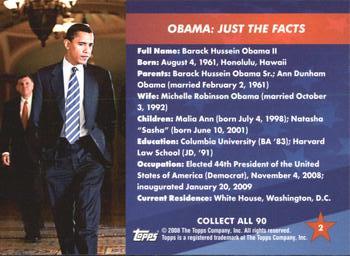 2009 Topps President Obama #2 Obama: Just the Facts Back