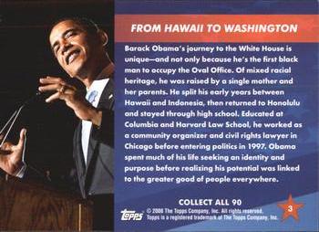 2009 Topps President Obama #3 From Hawaii to Washington Back