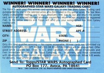 1993 Topps Star Wars Galaxy #NNO Autograph Redemption Front