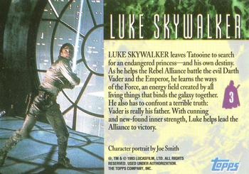 1993 Topps Star Wars Galaxy #3 Luke Skywalker Back