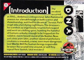 1997 Topps The Lost World: Jurassic Park #1 Introduction Back