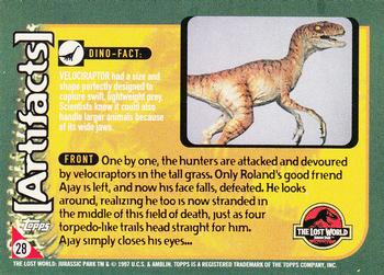 1997 Topps The Lost World: Jurassic Park #28 Terror in the Tall Grass Back