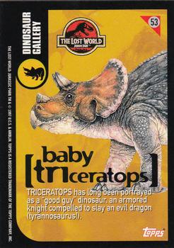 1997 Topps The Lost World: Jurassic Park #53 Baby Triceratops Back