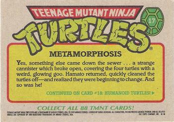 1989 Topps Teenage Mutant Ninja Turtles #17 Metamorphosis Back